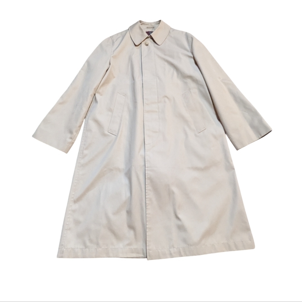 Vintage Nordstrom Classic Tan Cotton Blend Trench Coat Size 40R Preppy Retro - Picture 2 of 9